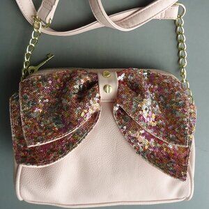 Betsey Johnson sequin bow crossbody purse.